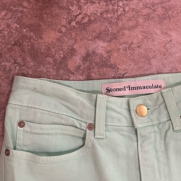 Stoned Immaculate Absinthe Mint Charlotte High Rise Flare Jeans Green , 26 - Picture 8 of 8